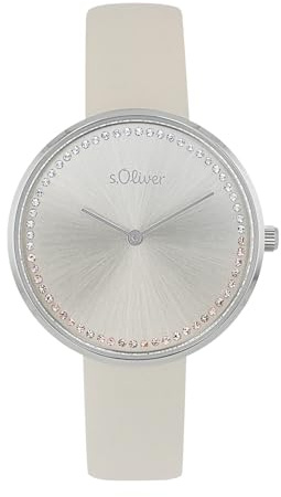s.Oliver Armbanduhr Damen Quarzuhr Analog, mit Leder Armband, Roségold, 3 bar Wasserdicht, Kommt in Uhren Geschenk Box, 2039507