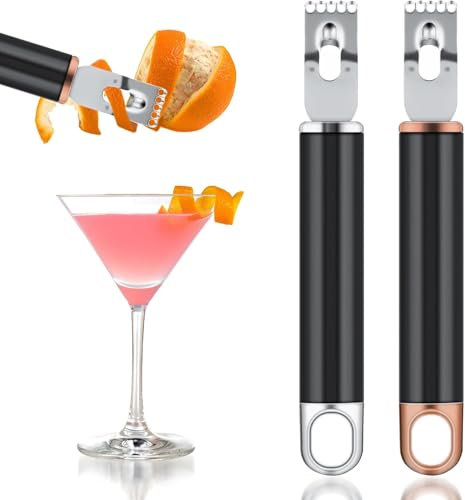 Lot de 2 zesteurs de citron, 2 en 1 tranchants, couteau tranchant pour garniture de cocktail, outil torsadé pour fruits et agrumes