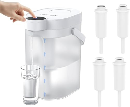 Waterdrop ED06W Jarra Instantánea para Agua Dura, 4 L, 4 Filtros