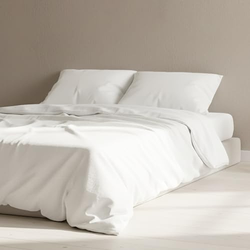 Certified Egyptian Cotton Rich King Size Duvet Cover - Hotel Quality Crisp Percale Duvet Covers, Skin Friendly & Breathable - Hidden Button Closures for Snug Fit & Zero Bunching - White