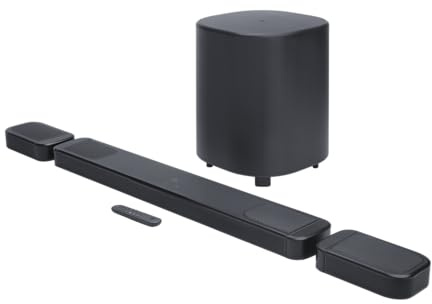 JBL Bar 1000 MK2, Barra de Sonido Bluetooth 7.1.4 para TV con Altavoces Desmontables, subwoofer de 10, Sonido Envolvente Dolby Atmos y DTS:X, HDMI eARC, Wi-Fi, PureVoice 2.0 y MultiBeam 3.0, Negro