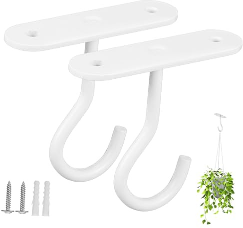 GARIOUANS 2 Ganchos Resistentes de Hierro y Diseño Moderno para Colgar Plantas y Campanas de Viento Fácil Instalación en Techo o Pared para Uso Comercial y Doméstico