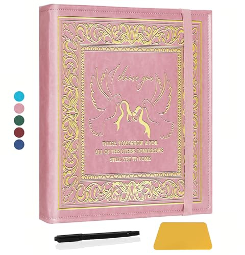 CWEGSJ Valentine's Day Photo Album for 3x5 4x6 5x7 Pictures,Anniversary Hand Made DIY Albums for Girlfriend Boyfriend,Couples Memory Book,Engagement Scrapbook Album (Album Choose you-Pink)