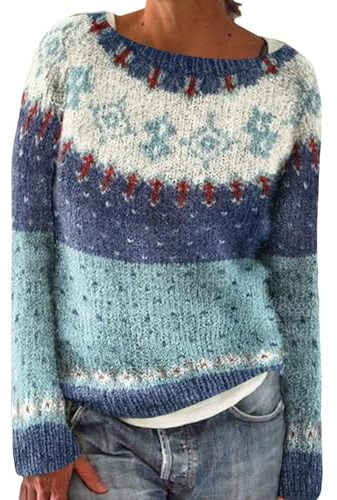 Hrjxfpt Fairisle Norwegian Jumpers Women's Fun Autumn/Winter Retro Flower Long Sleeve Button Knitted Cardigan Sweater Halloween Christmas Ski Turtle Neck Tops Travelling Essentials Pullover for Mom