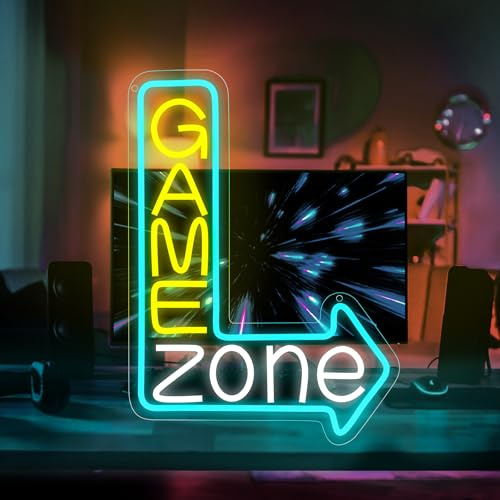 Neonlicht Schild Spiel Neonschild USB Gamer Neon Light Schild Licht Lampe Led Leuchtreklame Gaming Zone Wanddekoration Deko für Schlafzimmer, Spielzimmer, Bar, Kinderzimmer Game Room Jungen