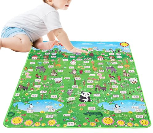 Tappeti da gioco per bambini, tappetino da picnic per gattonare, tappetino interattivo su entrambi i lati, per asilo, picnic, attività sensoriali, attività sensoriali al coperto, per gattonare