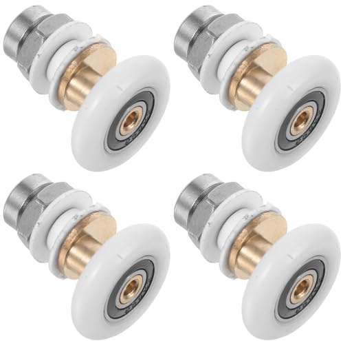 HOMSFOU Shower Door Wheels Replacement 4Pcs 1.38 Inch Sliding Glass Door Rollers Pulley Parts Bathroom Shower Door Hardware Kit