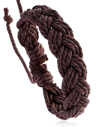 Armband Handvävt hampa rep armband enkla smycken Vintage par Surfararmband(Dark brown)