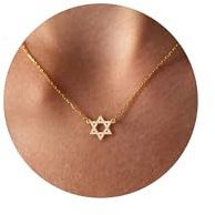 DCNCLADY Collana Donna Placcata Oro 14K – Collana con Ciondolo Stella di David – Stile Minimalista – Gioielli Donna