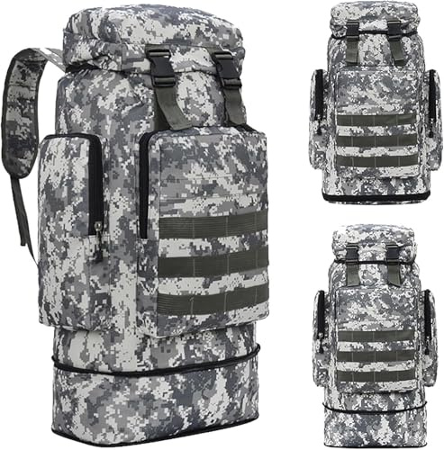 JuanNest Mochila Tactica Mochila Militar 70 litros con Sistema Molle Gran Capacidad Militar Impermeable para Emergencias De Caza Senderismo Y Acampadas - Mochila para Actividades Al Aire Libre F