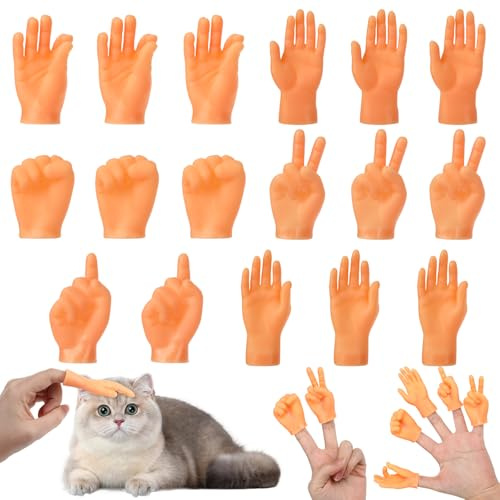 Lot de 20 mini marionnettes à doigts, petites mains, intéressantes, en caoutchouc durable, pour animaux de compagnie, jeux de fête, Halloween, articles de farce