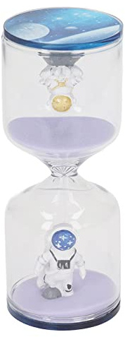 Space Man Hourglass, Orologio a Sabbia Decorativo, Strumento Educativo per Ufficio Casa Cucina, Design con Astronauta in Vetro per Gestione del Tempo e Apprendimento Visivo (Sabbia Viola 30 Minuti)