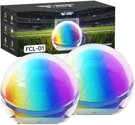 Smiling Shark FCL-01 Lampe de Nuit, Super Lumineuse 6 Modes RGB Mini Lumière de Fête Ultra-Compacte en Forme de Ballon de Football Portable Rechargeable Lampe Camping pour Regarder le Match (2)