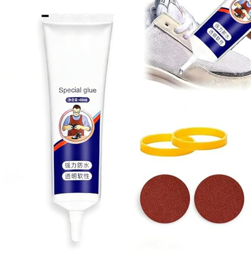 GWEOR Kit Riparazione Scarpe Professionale - Mastice Forte Impermeabile per Suole, Sneakers e Pelle | Incluse 2 Carta Vetrate 180/240 Grit