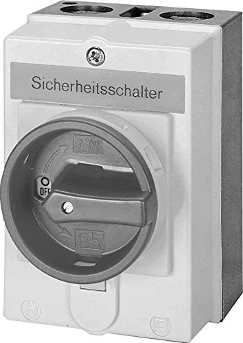 Eaton 207254 Sicherheitsschalter 6p+1S+1Ö, 63 A, NOT-AUS-Funktion, abschließbar in 0-Stellung mit Deckelverriegelung, Aufbau, Warnschild