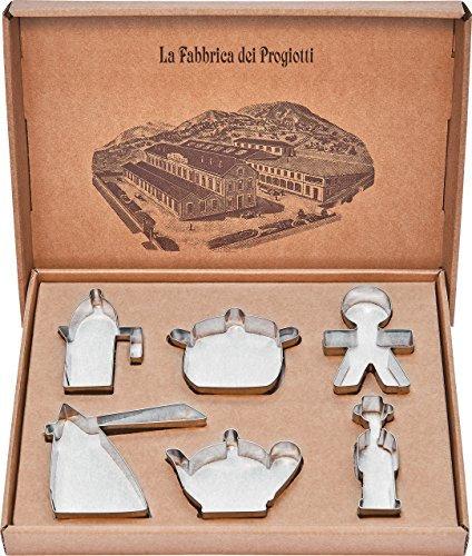 Alessi ACOOKIESET Progiotti Set di 6 Tagliabiscotti, per Biscotti, in Acciaio Inossidabile 18/10 Lucido