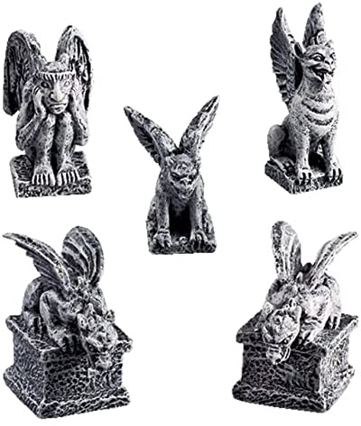Lemax Spooky Town Gargoyles Sortiment von 5, 5 graue Wasserspeier, Lemax, Cartoon, Halloween-Figurinen, Figurine, Grau, Neutral