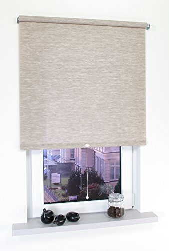 deko-raumshop Springrollo Mittelzugrollo Schnapprollo Fenster Rollo viele Größen Wandmontage Deckenmontage Stoff Blickdicht lichtdurchlässig Sonnenschutz Vorhang (200 x 180 cm, Struktur Natur Sand)