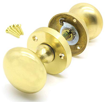 Golden Grace Polished Brass Mortice Sprung Door Knob Set Pack Pair