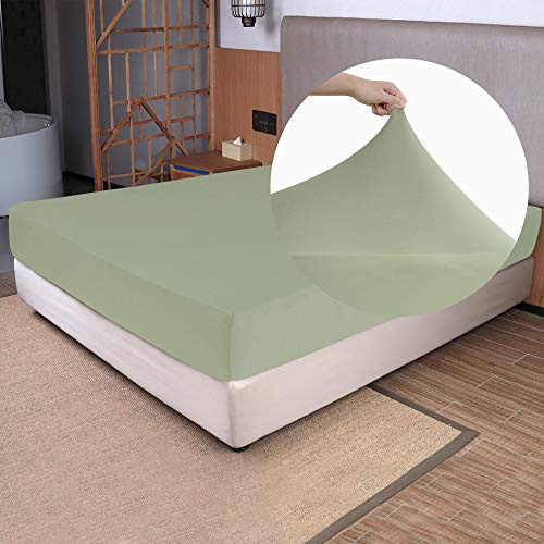 Solo lenzuolo con angoli per letto matrimoniale, in jersey elasticizzato a 4 vie, sensazione di t-shirt e ultra morbida, senza pieghe, antiscivolo e aderente per materasso (profondità: 12,7-40,6 cm