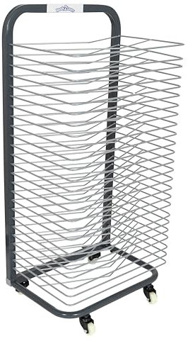 READY 2 LEARN Gestell zum Trocknen von Kunst - Stabiler Kunst-Organizer für Bilder und Zeichnungen - 25 Fächer - Stahl - 4 Rollen - 2 feststellbare Räder - 37,75 H x 17,75 W