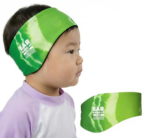 EarBandit - Diadema de natación ultra pequeña con teñido anudado verde