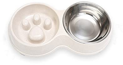 Gamelle Double pour Chien，Basics Gamelle en Acier Inoxydable pour Chien Chat Chaton Chiot Mangeoirs