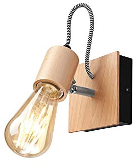 Moderne Wandlampe AWEN Holz Metall zielgerichtetes Licht E27 wohnlicher Wandspot Jugendzimmer