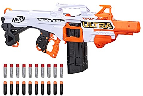 Blaster motorizado Nerf Ultra Select, Neumático de 2 Maneras, Incluye Cargadores y Dardos, Dardos Nerf Ultra Sólo