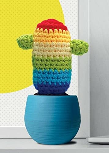 Kaktus Regenbogen Häkelset DIY Häkelset Garn, Füllung, Häkelnadel, Blumentopf, Anleitung – Senf