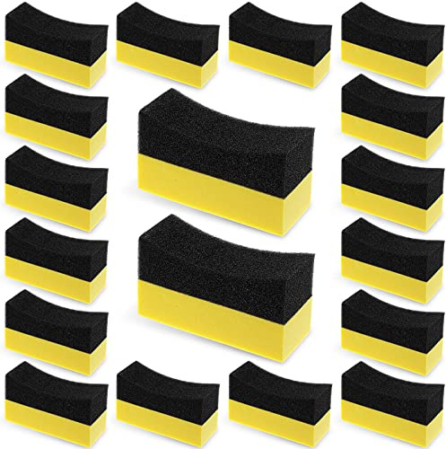 18 Pieces Tire Applicator Dressing Shine Sponge, Tire Dressing Applicator Pads, Color Polishing Sponge, Wax Buffing Pads,Tire Shine Applicator Pads for Car Glass, Painted Steel & Porcelain