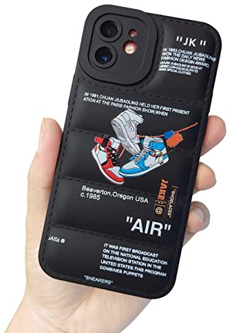 Ins Off Sports Shoes Brand Puffer Handyhülle Kompatibel mit Cool iPhone 11 Hülle 6,1 Zoll, Lustige Sneakers White Label Graphics Ästhetisch Weiches Silikon Stoßfest Ganzkörper Fallschutz Hülle,