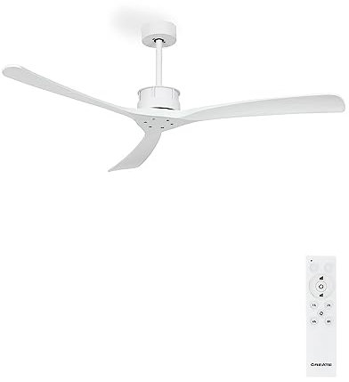 CREATE / WINDLARGE/Deckenventilator Weiß mit Fernbedienung/XL, 40W, Leise, Ø152 cm, 6 Geschwindigkeiten, Timer, DC-Motor, 6 Geschwindigkeiten, Sommer-Winterbetrieb