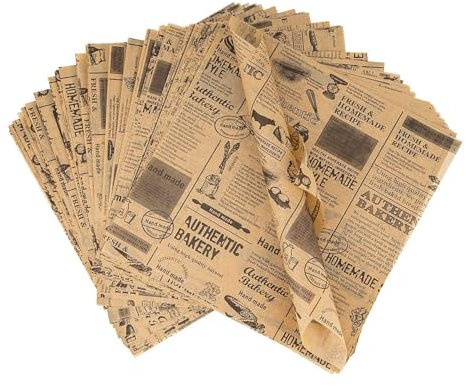 100 Fogli Carta da Imballaggio da Forno Cerata Alimentare Antigrasso Wrap Usa e Getta Oleata per Panini, Patatine Fritte, Hamburger, Torte