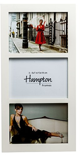 Hampton Frames | Bilderrahmen, Weiß, 13 x 18 cm, MDF, Acrylfront, 3 Blenden | Für mehrere Fotos, freistehend oder Wandmontage, Hoch- und Querformat, einfache Handhabung