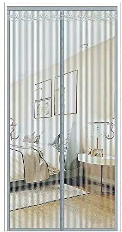 Kitchen Magnetic Fly Screen Door, 170x180cm Insect Screen Fly Curtain Mosquito net Magnetic Curtain, Slat Curtain Magnetic Closure, Grey