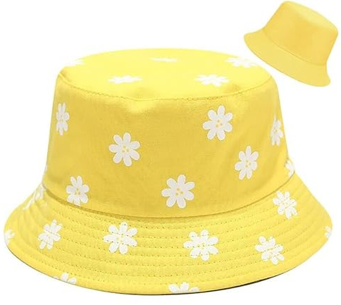 XYIYI Blume Gelb Reversibel Fischerhüte Anglerhut Sonnenhut Für Damen Mädchen
