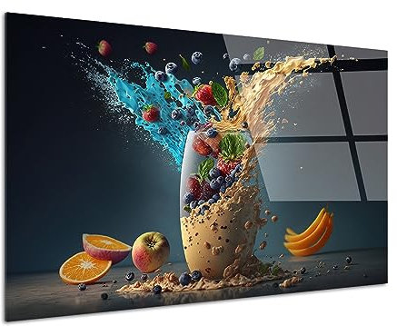 DECLINA, Tableau décoratif en verre acrylique - Mixage de fruits - Déco murale moderne pour cuisine - Fabriqué en France