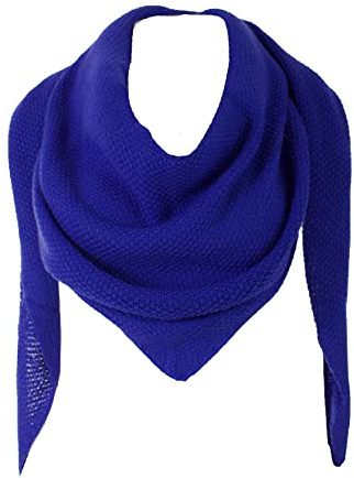 stylx Damen XXL Strick Dreieck Schal mit Reiskorn Strickmuster in Unifarben, Schal, Leichtes Tuch (royalblau)