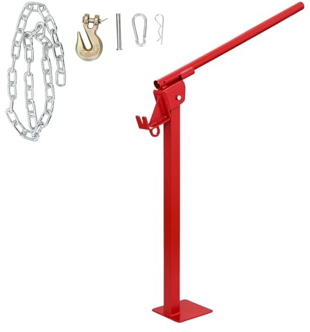 Post Puller, 43.3 X 5.9 X 5.9 in, Heavy Duty Fence Jack with Long Lifting Chain, Powder-Coated Iron Standing Frame and Lever, for Round-Post, T-Stakes, Sign Posts & Tree Stump,Basic Type