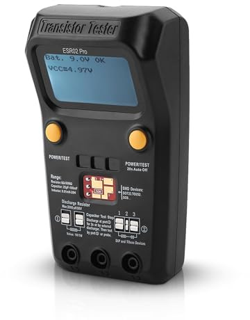 Tester per Transistor, Tester per Condensatori per Transistor Digitali BSIDE Pro, Misuratore di Induttanza per Componenti Chip SMD Ampio Display LCD con Funzione di