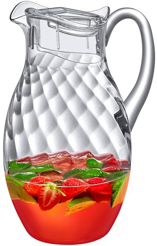 Amazing Abby - Bubbly Whirly Grand - Plastic Pitcher (96 oz, 3 Quart), Clear Water Pitcher with Lid, Fridge Jug, BPA-Free, Shatter-Proof, Great for Iced Tea, Sangria, Lemonade, Juice, Milk, and More