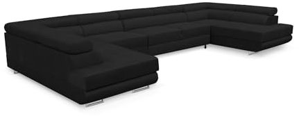 KREATIVE FURNITURE & DESIGN Ecksofa Miami U XXL-Ecksofa mit Schlaffunktion und Zwei Bettkästen in Dunkelgrau - Big Sofa Wohnlandschaft für optimalen Komfort und Stil