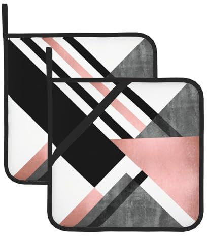 Set di 2 presine da cucina resistenti al calore con stampa astratta a strisce triangolari per cucina, cottura e barbecue