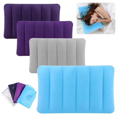 4 Piezas Almohada Hinchable Playa Almohada Inflable Almohada Camping Cojin Hinchable Playa Almohada Playa Cabeza Cojin Playa Cabeza Almohada Hinchable Camping para Acampar Oficina Playa Viajes Largos