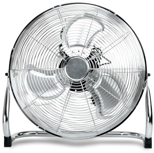 TANNESS 20 Inches Chrome Metal Floor Fan, High Power 3-Speed Home Gym with Adjustable Head, Heavy-Duty Industrial Fan for Home & Commercial Use, Powerful Airflow, Quiet Operation