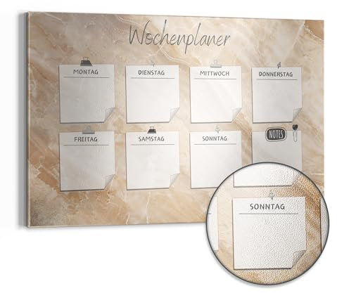DEQORI Metall Magnettafel | 90x60 cm cm groß | Motiv NP Beige (DE) | Whiteboard für alle Magnete | Magnetboard Wand-Tafel für Küche & Büro | Design Magnetwand Pinnwand magnetisch