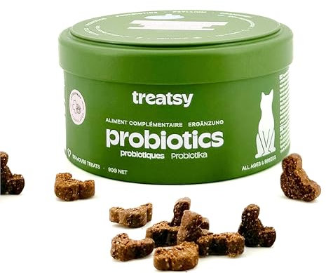 TREATSY Complément Alimentaire pour Chat Digestion - Contre diarrhée & Constipation - Pré- & probiotiques, psyllium - Recommandé par Les vétérinaires