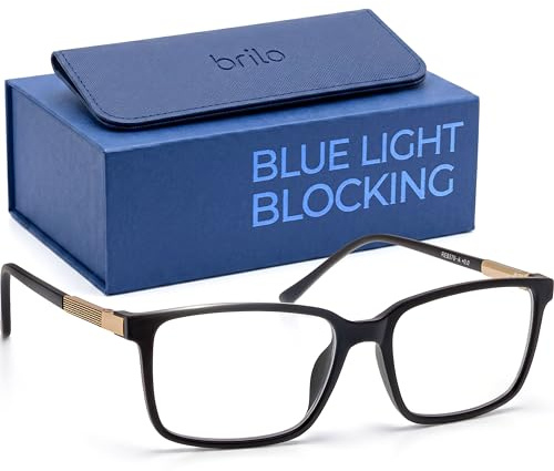 BRILO Blaulichtfilter Computerbrille Nullen Herren Unisex, Blue Light PC Glasses, Blaufilter Brillen, Bildschirmbrille mit Ohne Stärke, Fensterglas Blaulichtfilterbrille, Blaulicht Blaufilterbrille