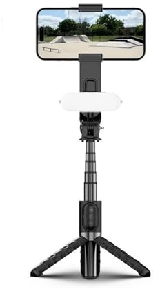 Handheld Gimbal Stabilizer for Smartphone 1-Axis with Selfie Stick Tripod Stand Wireless Bluetooth Remote Fit for iPhone Android